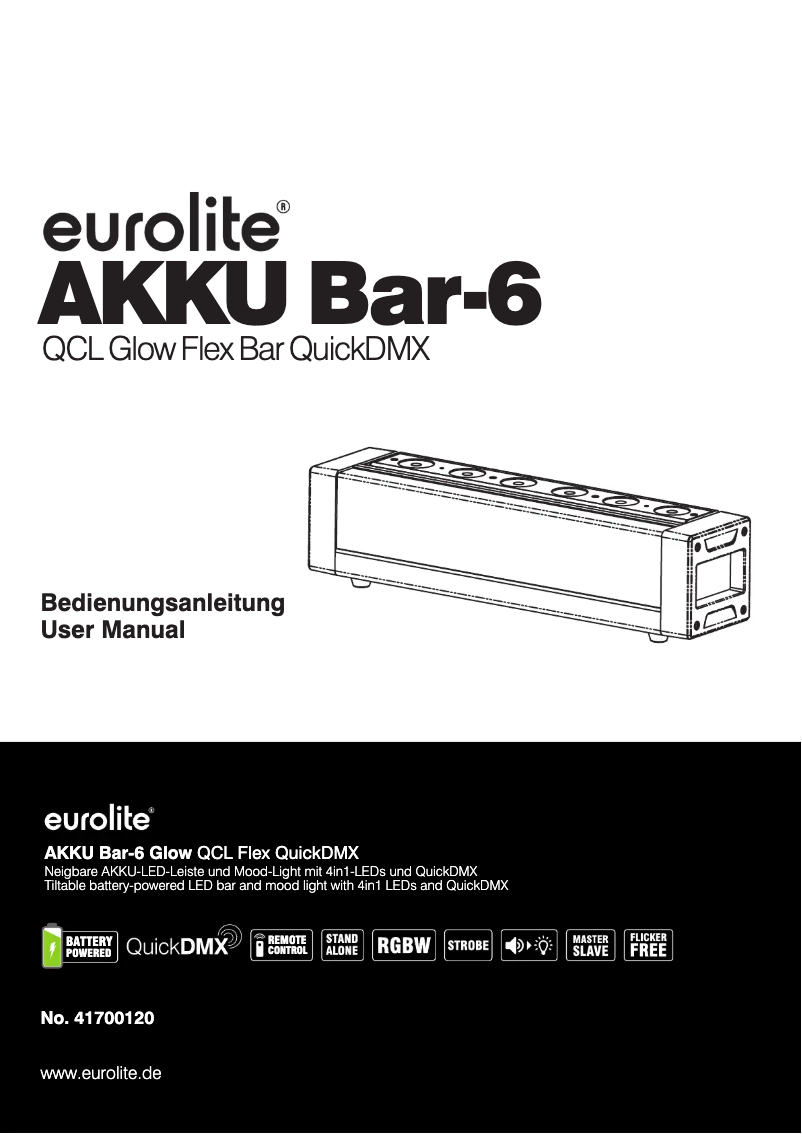 Page 1 de la notice Manuel utilisateur Eurolite AKKU Bar-6