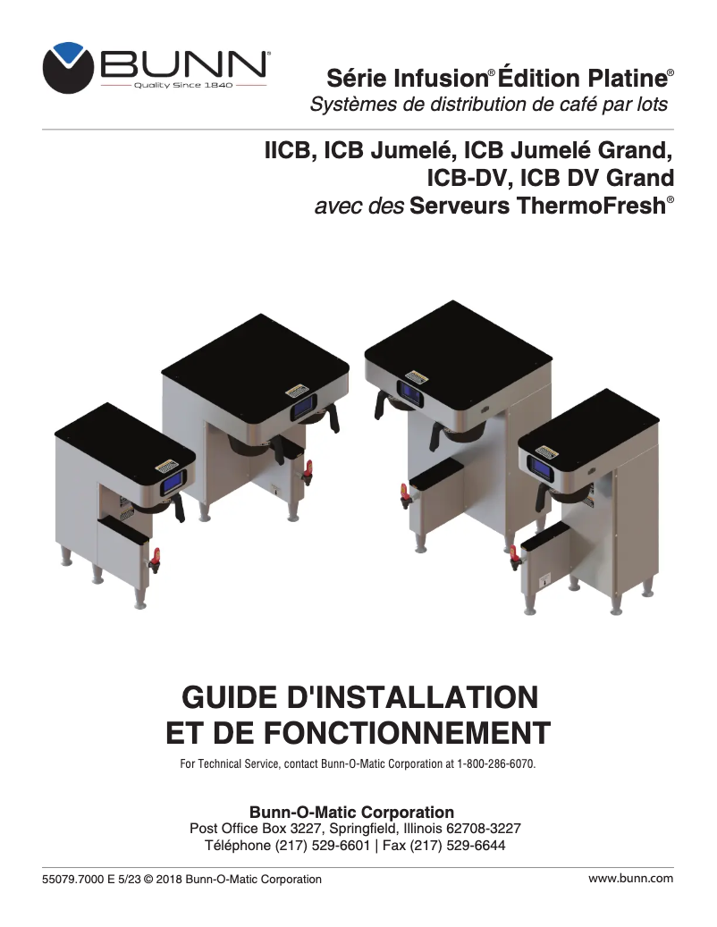 Page 1 de la notice Guide d'installation Bunn Dual TF ThermoFresh DBC