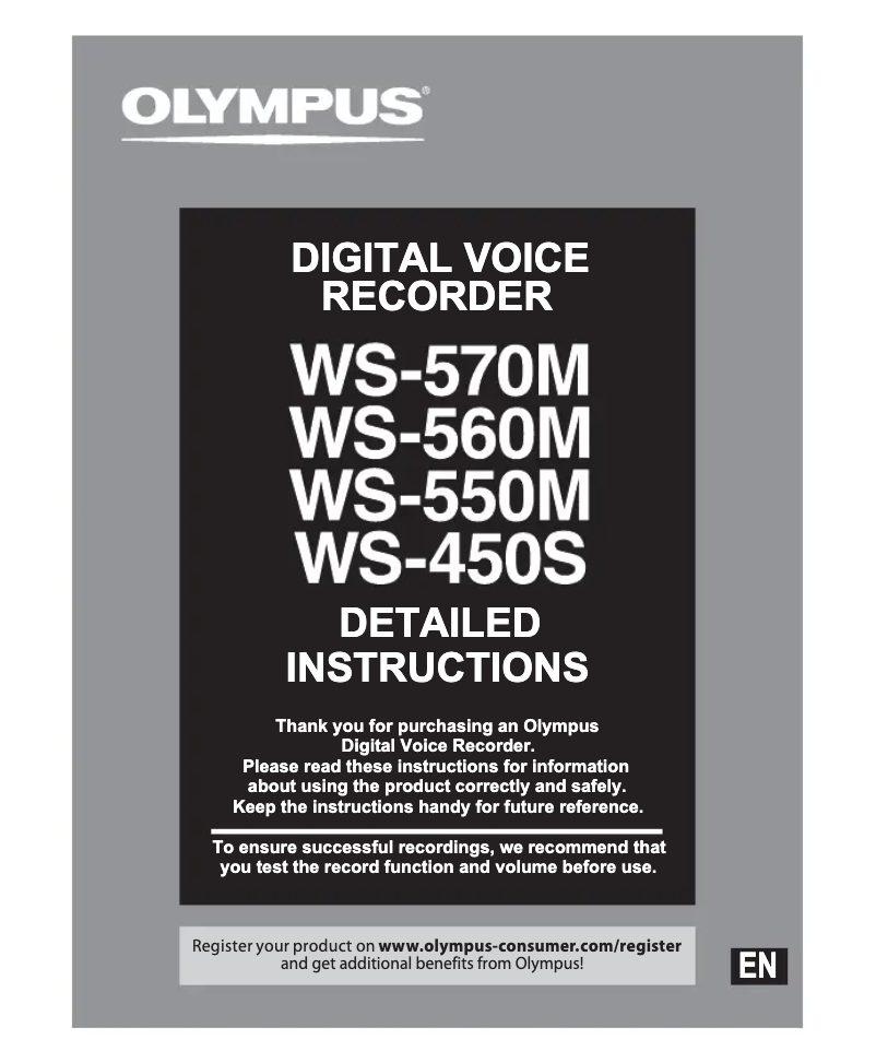 Page 1 de la notice Manuel utilisateur Olympus WS-550M