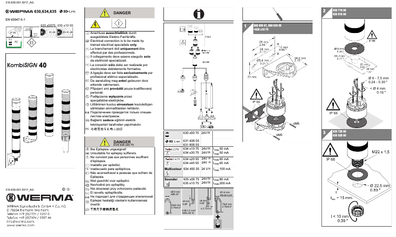 Page 1 de la notice Manuel utilisateur Werma 634