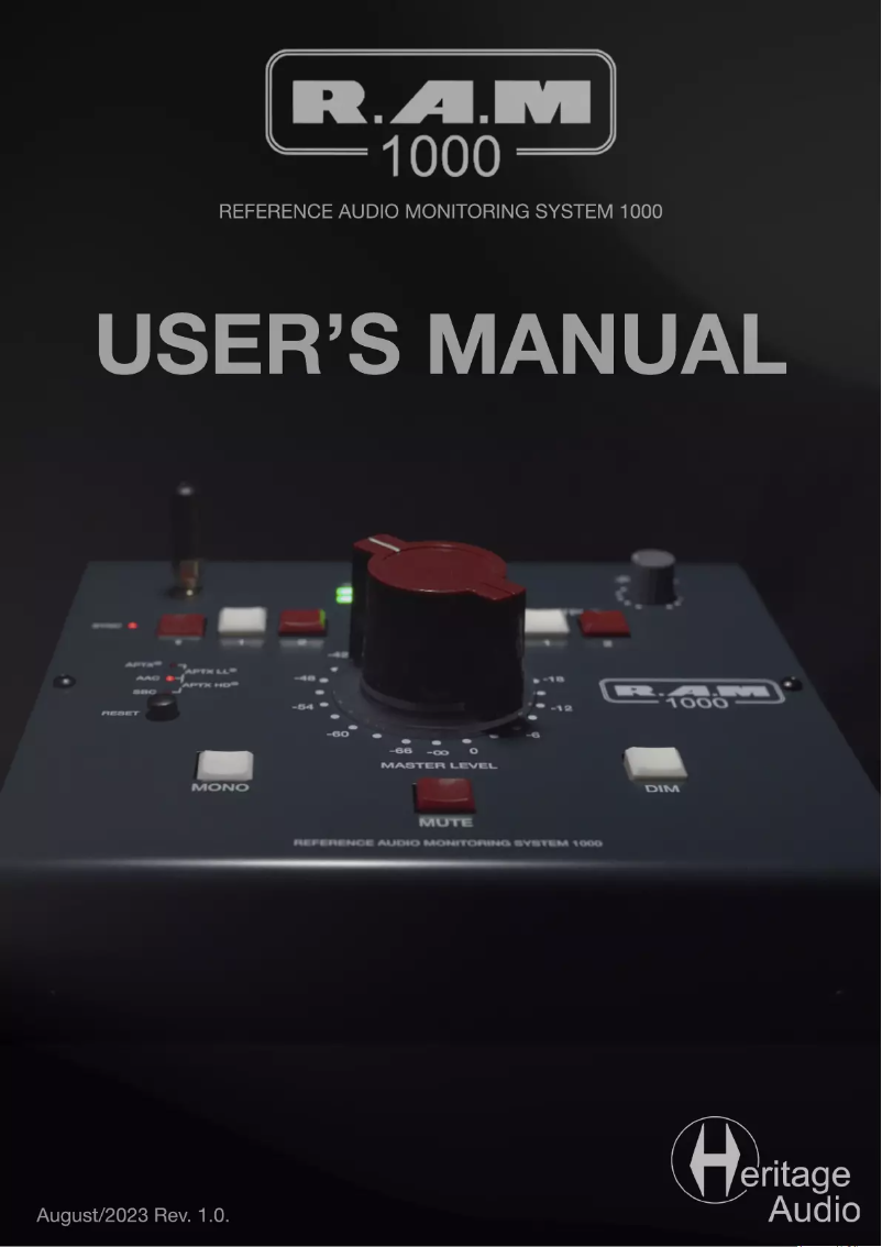 Page 1 de la notice Manuel utilisateur Heritage Audio R.A.M 1000