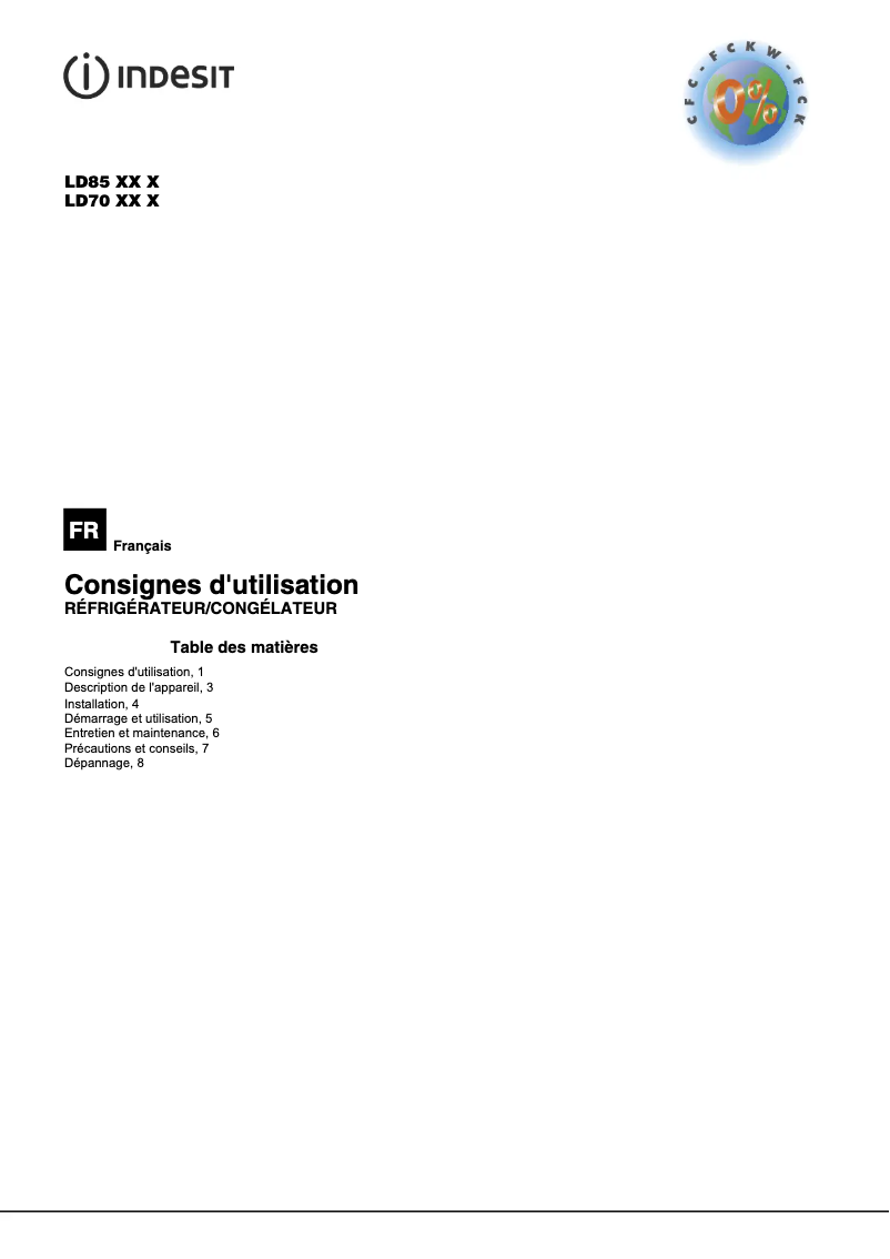 Image de la première page du manuel de l'appareil LD70 N1 X UK