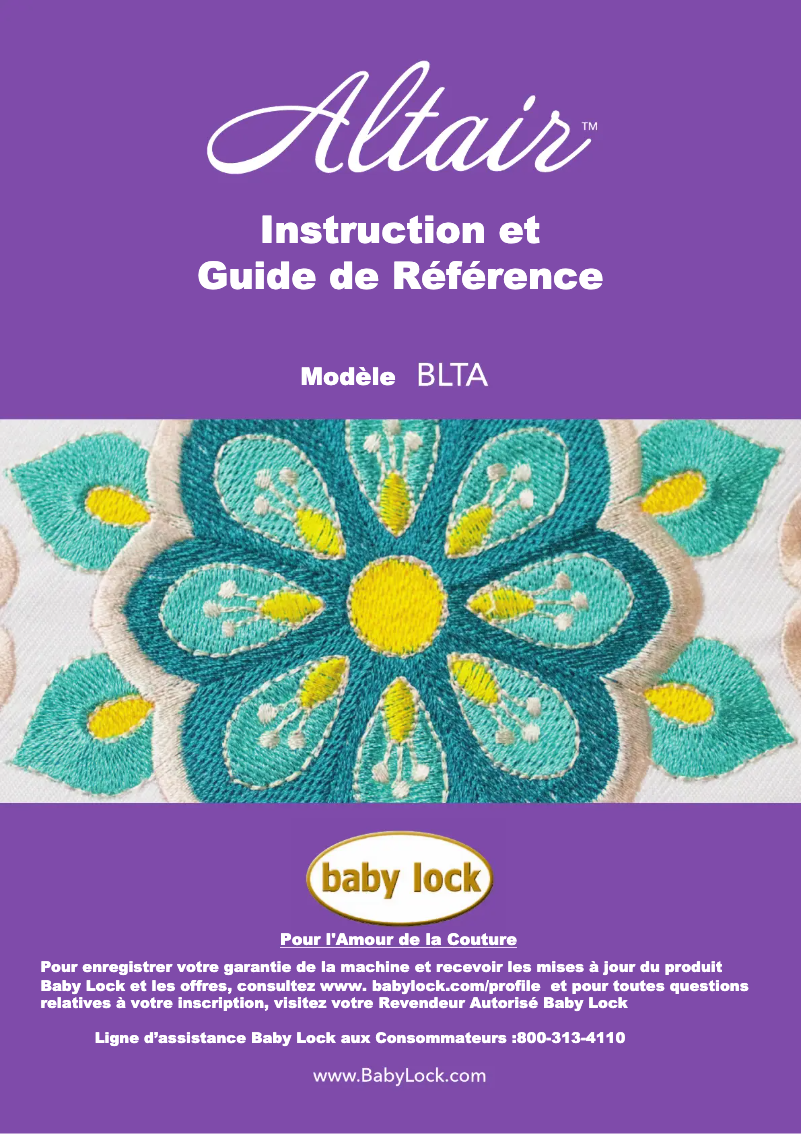Page 1 de la notice Manuel utilisateur Baby Lock Altair