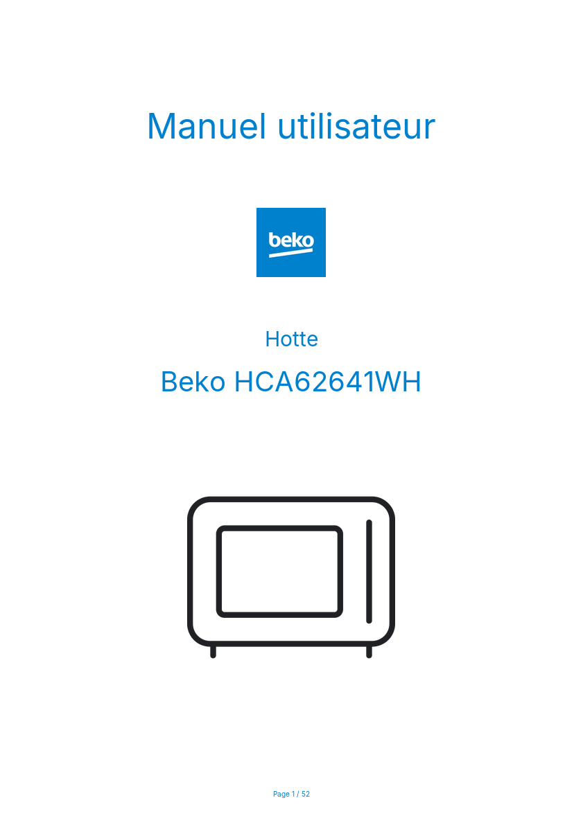 Page n°1 - Manuel utilisateur Beko HCA62641WH