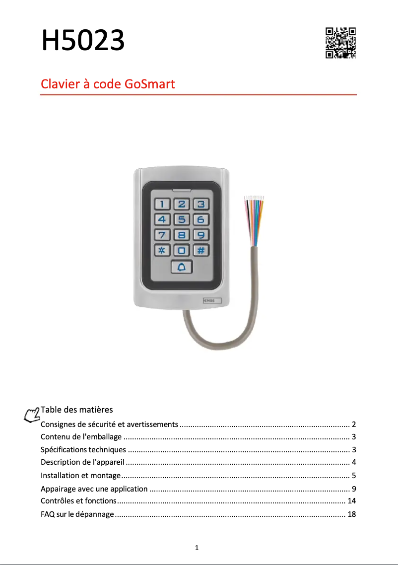 Image de la première page du manuel de l'appareil H5023
