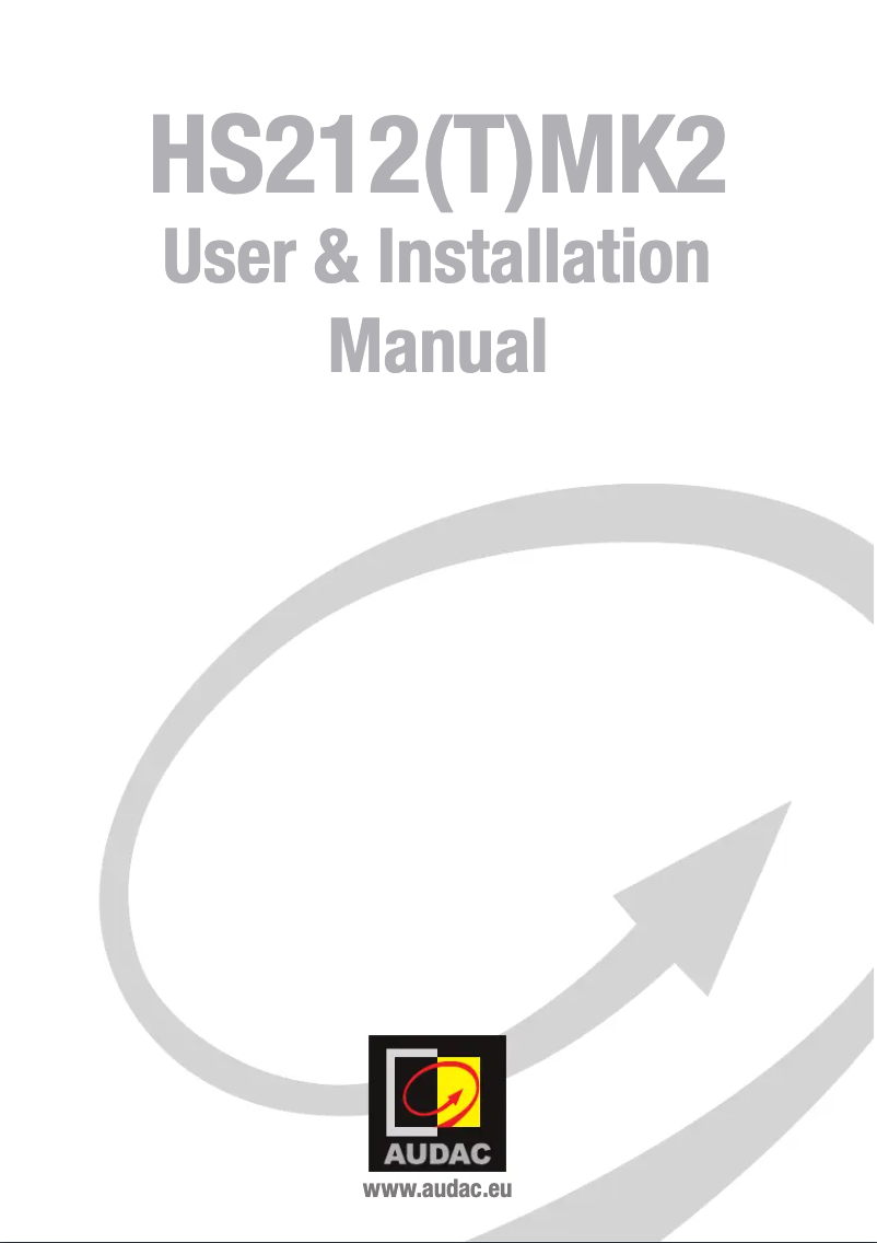 Page n°1 - Manuel utilisateur Audac HS212T