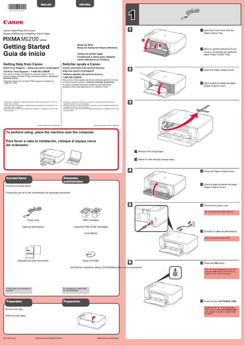 Image de la première page du manuel de l'appareil Pixma MG2120