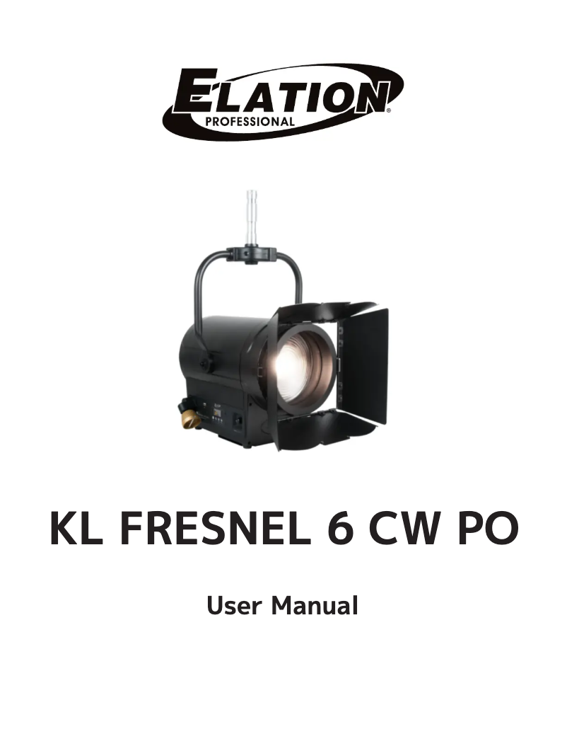 Page n°1 - Manuel utilisateur Elation KL Fresnel 6 CW PO