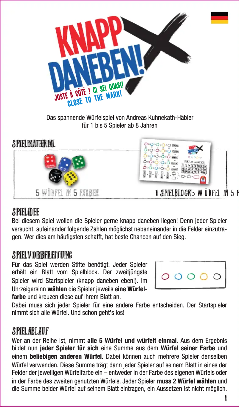 Page n°1 - Manuel utilisateur Schmidt Knapp daneben!