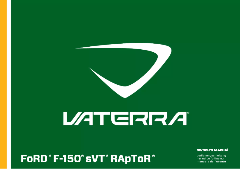 Image de la première page du manuel de l'appareil Ford Raptor Pre Runner