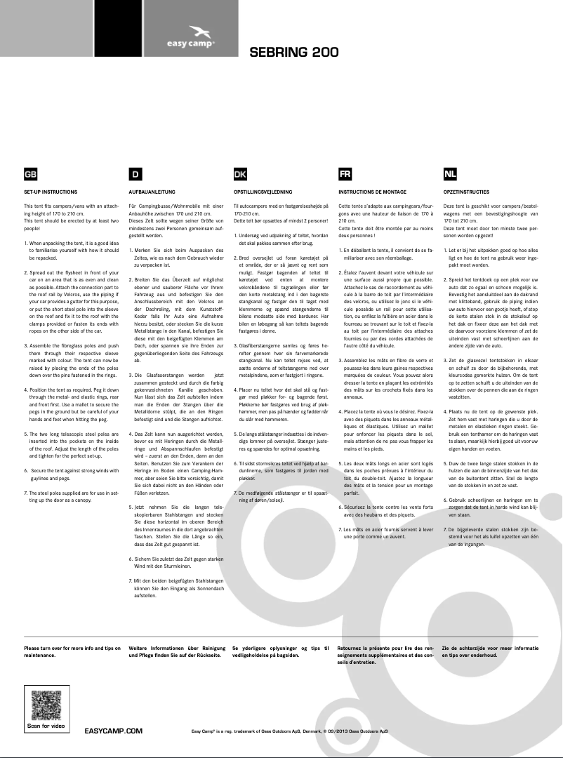 Image de la première page du manuel de l'appareil Motor Tour Sebring 200