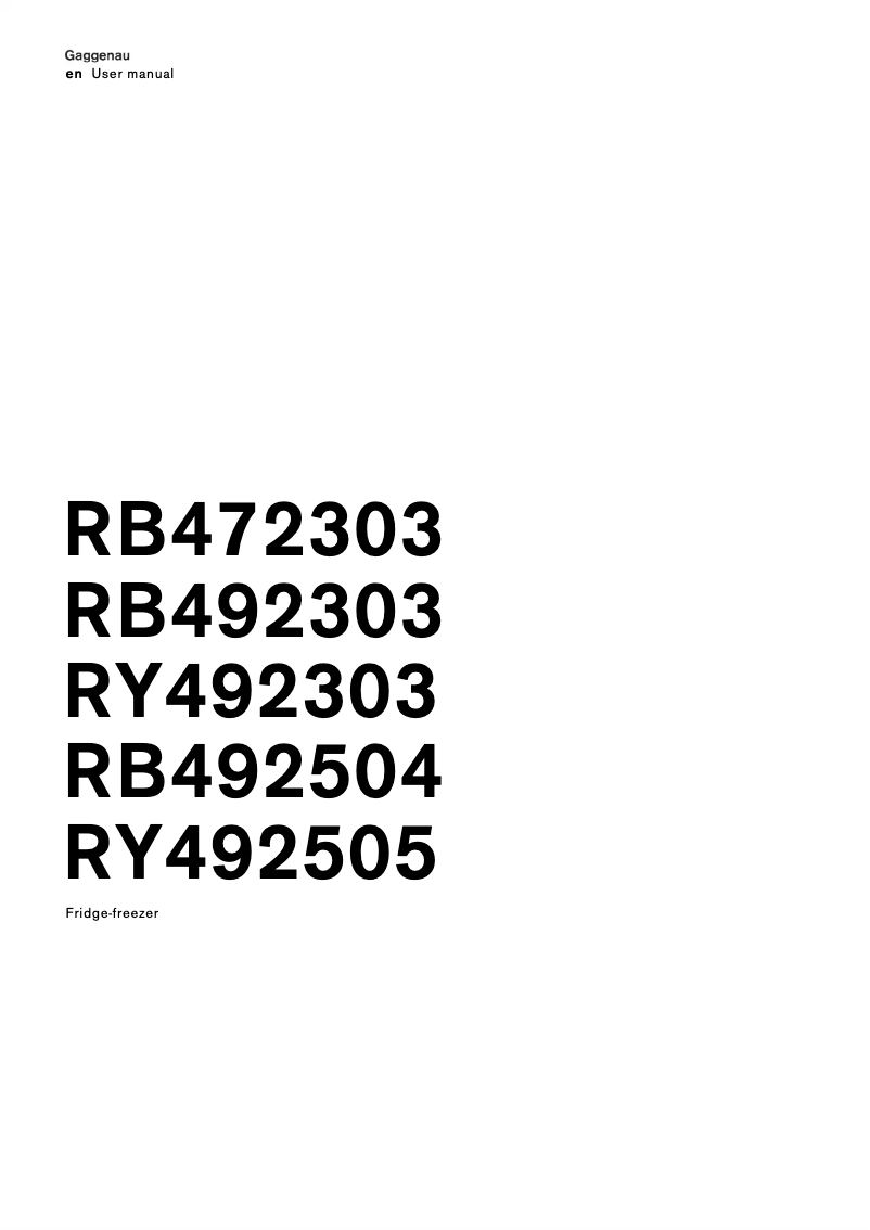 Page 1 de la notice Manuel utilisateur Gaggenau RB492504