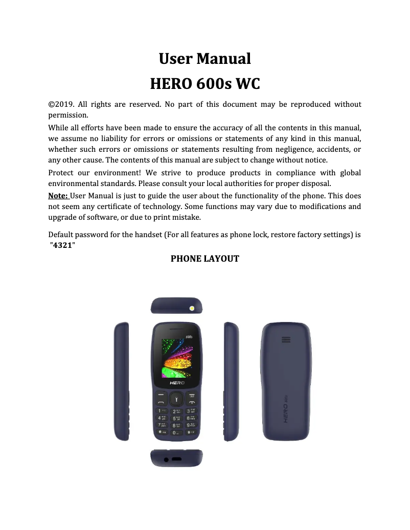 Image de la première page du manuel de l'appareil Hero 600s WC