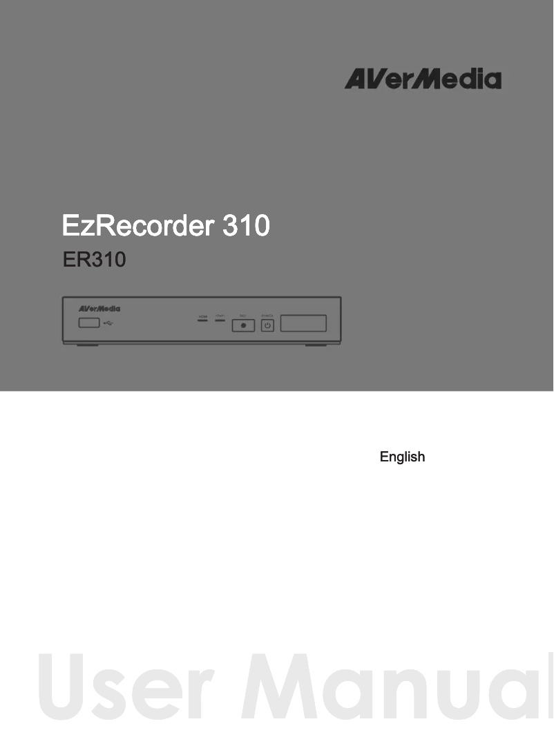 Page 1 de la notice Manuel utilisateur AVerMedia EzRecorder 310