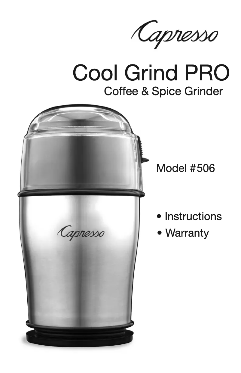 Page n°1 - Manuel utilisateur Capresso Cool Grind Pro 506