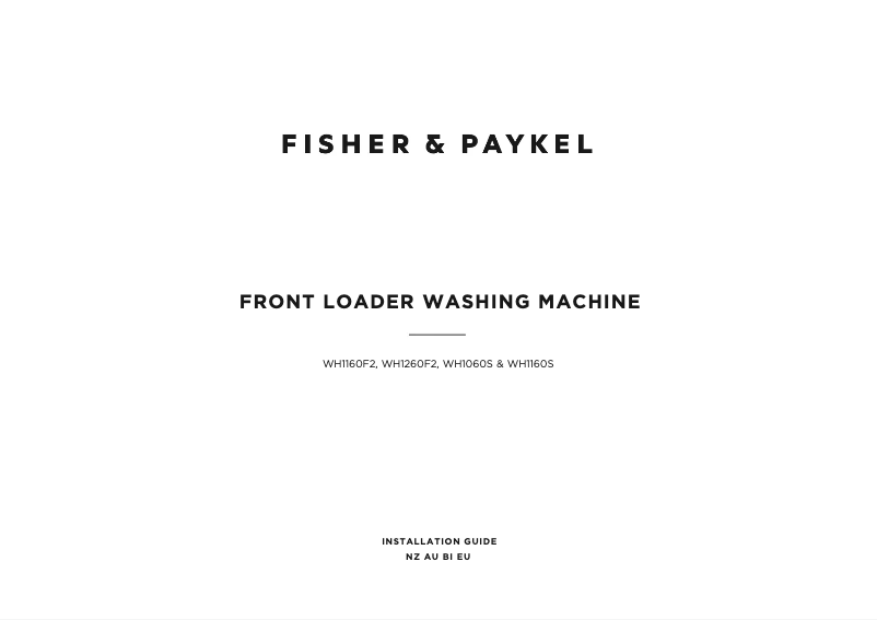 Page 1 of the manual Installation Guide Fisher & Paykel WH1160S1