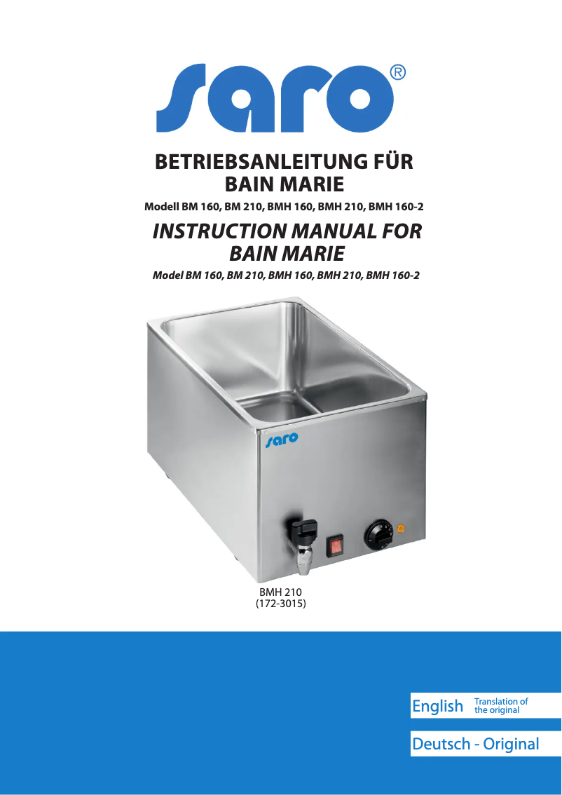 Page n°1 - Manuel utilisateur Saro BMH 160-2