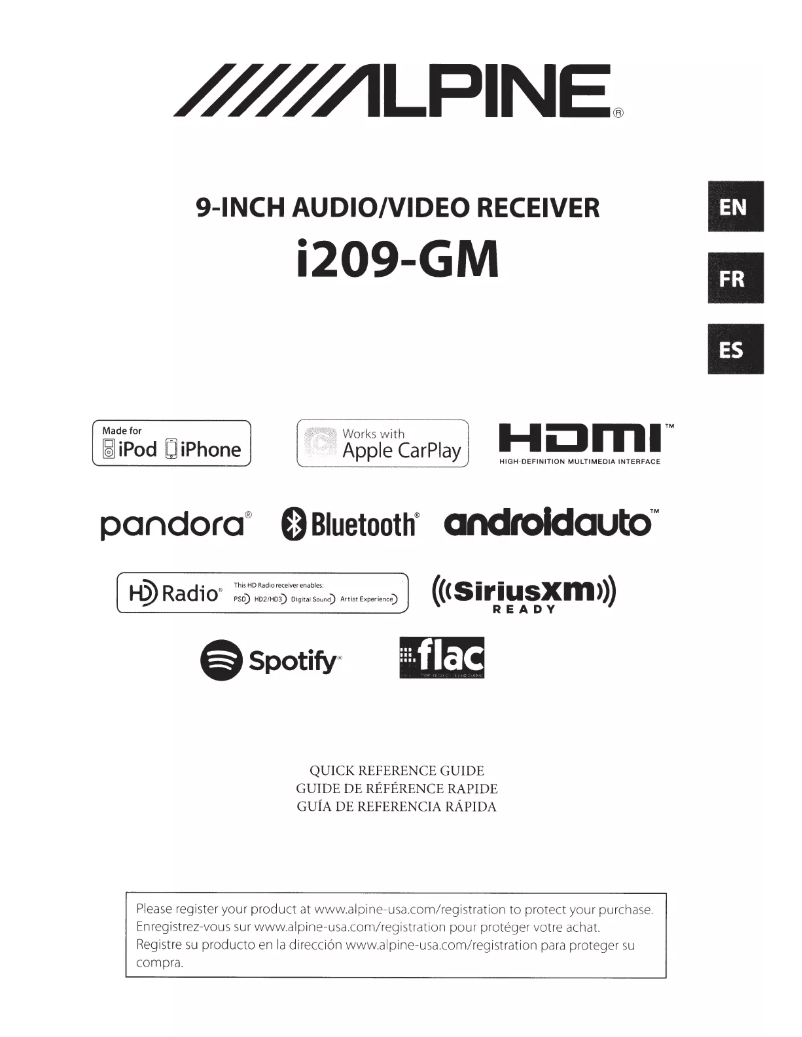 Page 1 de la notice Manuel utilisateur Alpine i209-GM