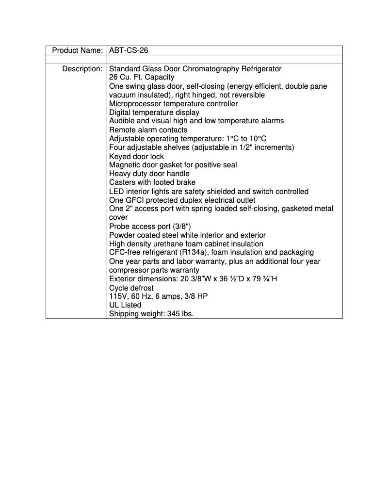 Page 1 de la notice Manuel utilisateur American BioTech Supply ABT-CS-26