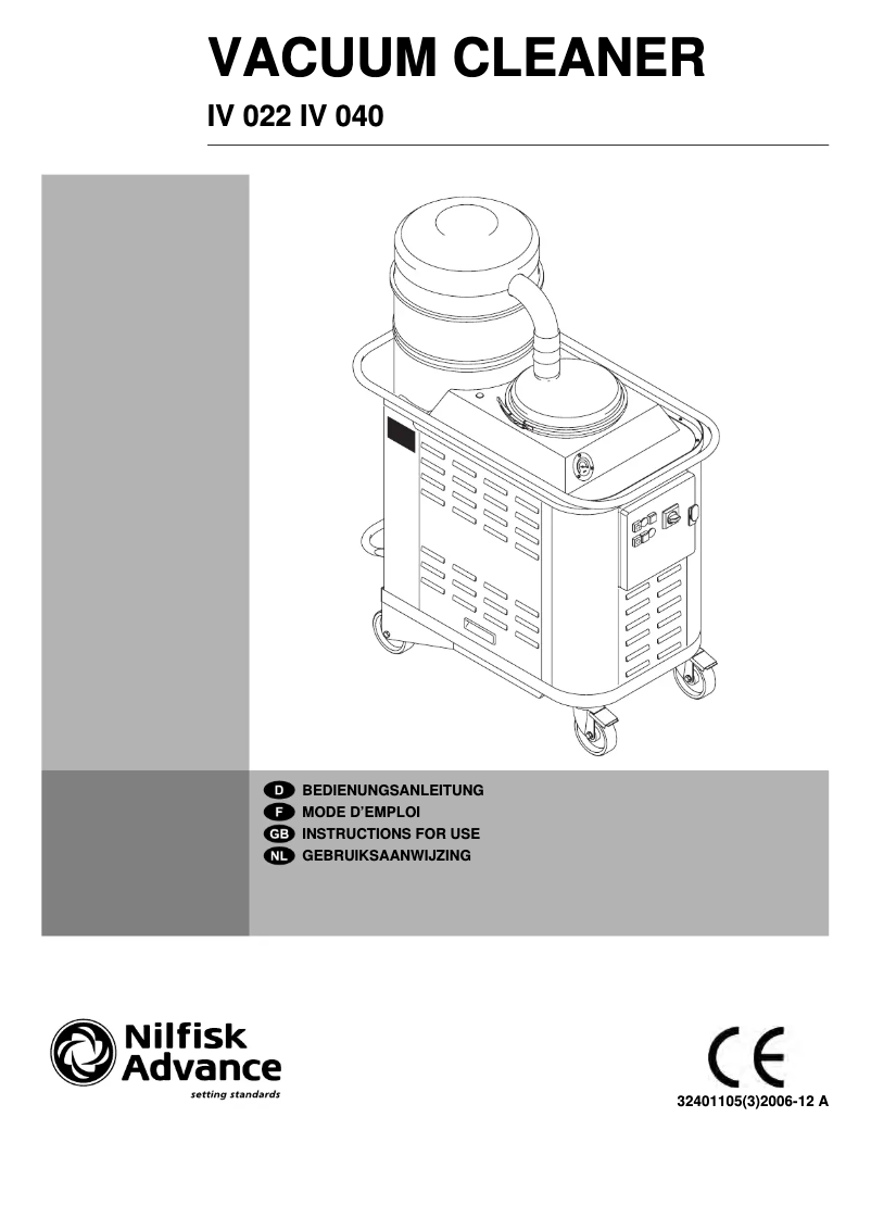Página 1 del manual Manual de usuario Nilfisk IV 022