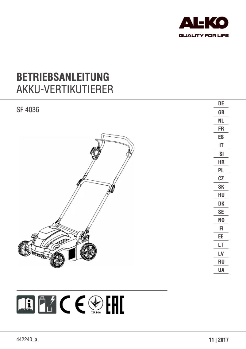 Image de la première page du manuel de l'appareil SF 4036