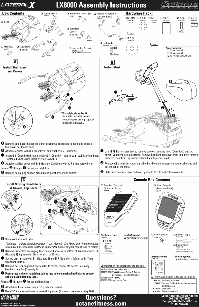 Page 1 de la notice Instructions / montage Octane LateralX