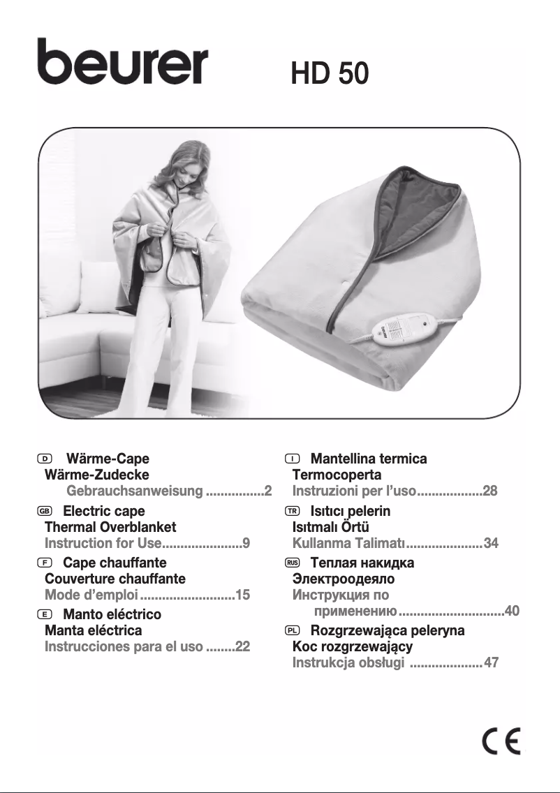 Page 1 de la notice Mode d'emploi Beurer HD 50 Cosy
