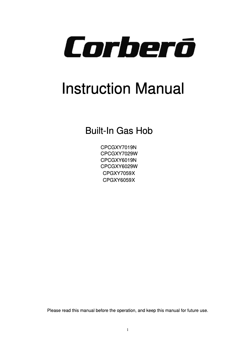 Página 1 del manual Manual de usuario Corbero CPCGXY6029W