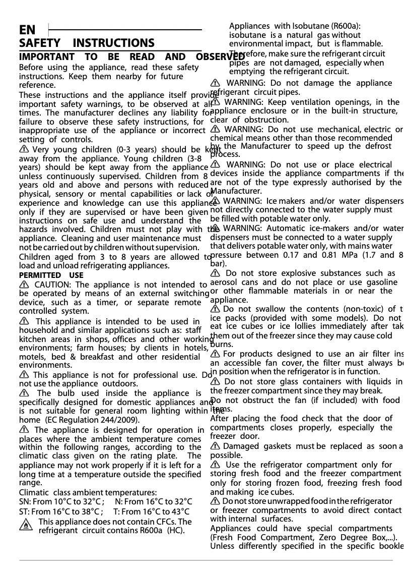 Page 1 de la notice Instructions de sécurité Whirlpool ART 6510/A+ SF