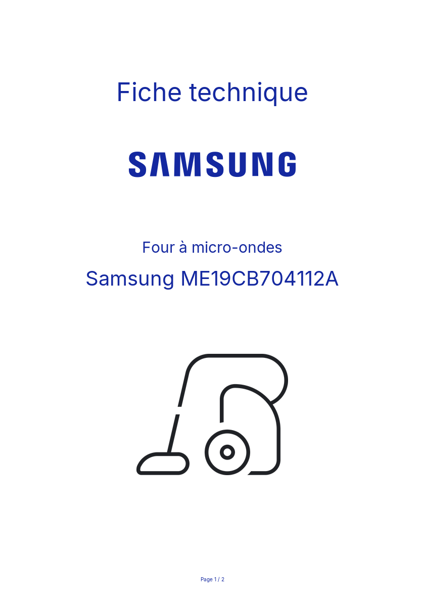 Page n°1 - Fiche technique Samsung ME19CB704112A