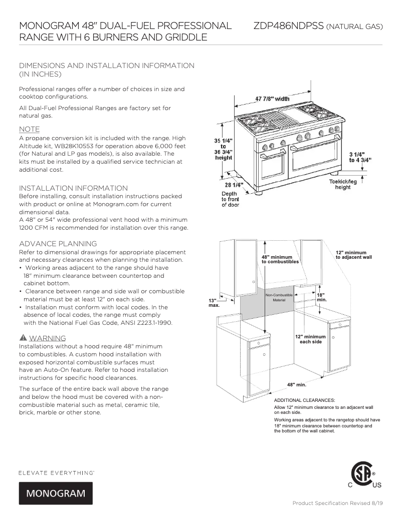 Page n°1 - Fiche technique GE ZDP486LDPSS