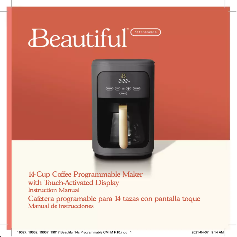Page 1 de la notice Manuel utilisateur Beautiful 14-Cup Programmable with Touch-Activated Display