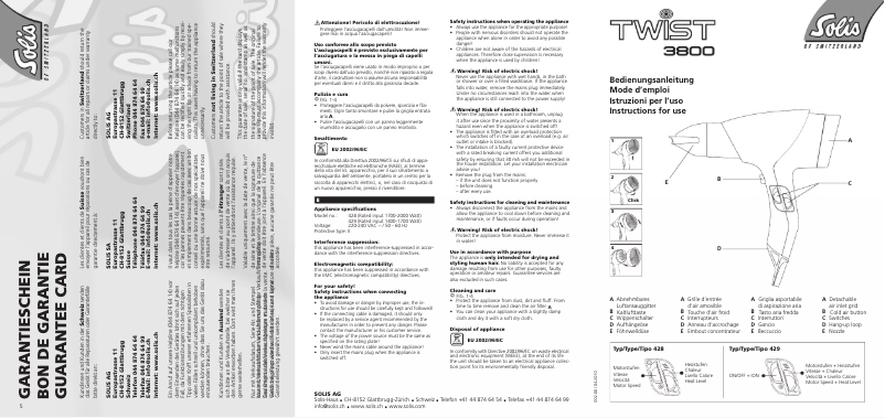 Image de la première page du manuel de l'appareil Twist 3800 Superlight