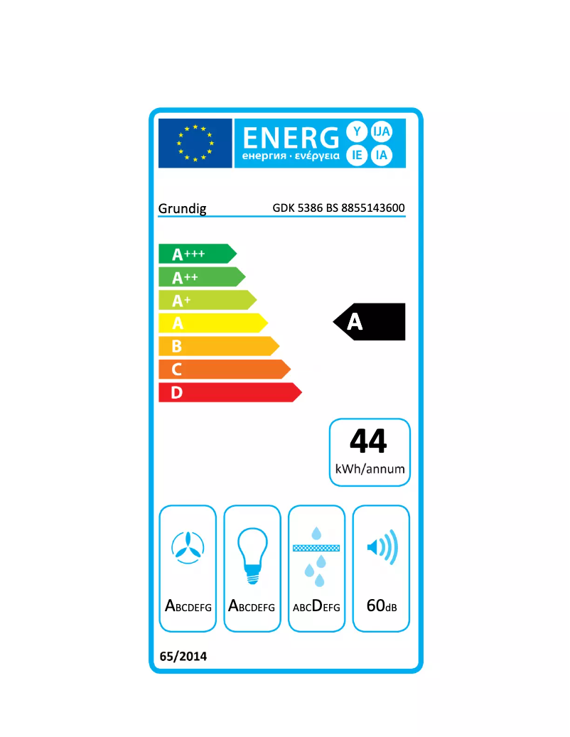 Page n°1 - Label énergétique Grundig GDK 5386 BS