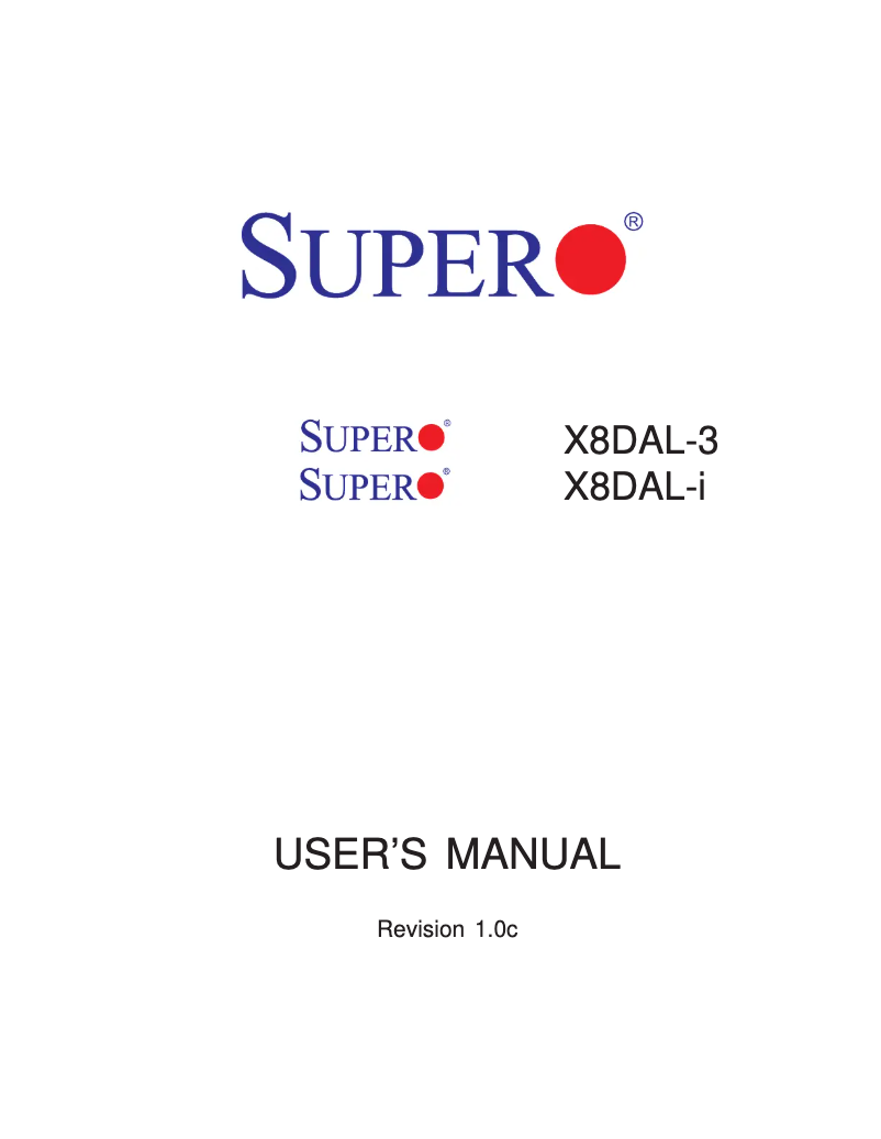 Image de la première page du manuel de l'appareil X8DAL-3