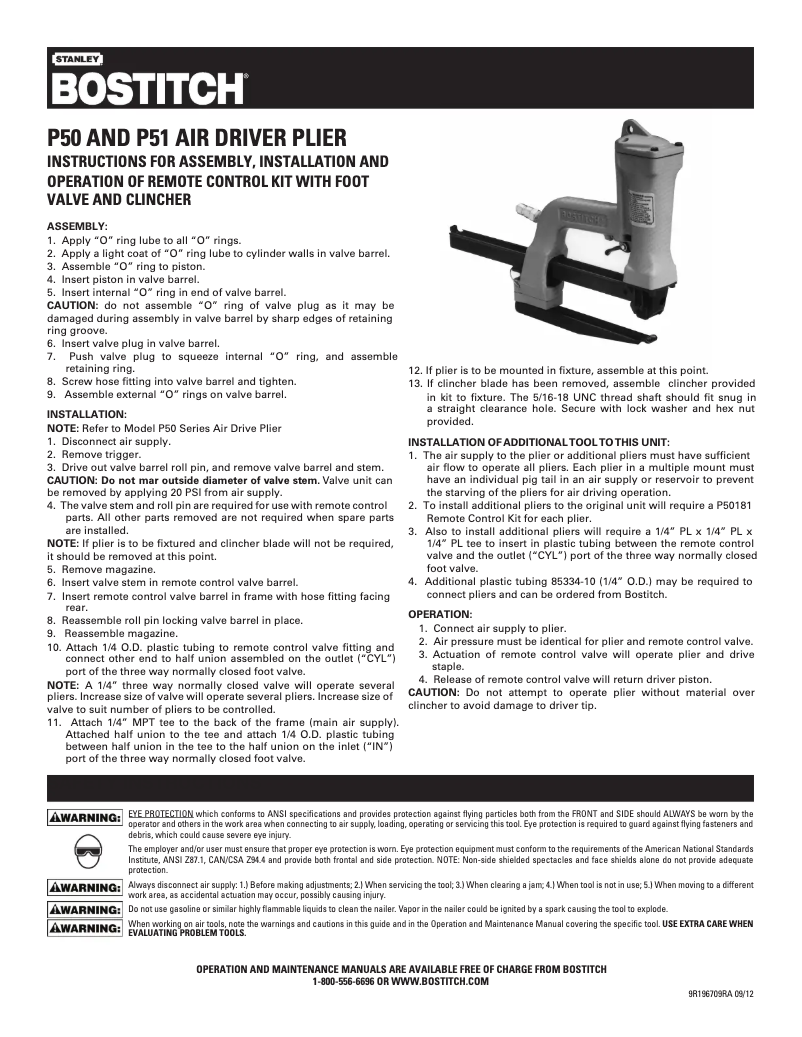 Imagen de la primera página del manual del dispositivo Bostitch P50
