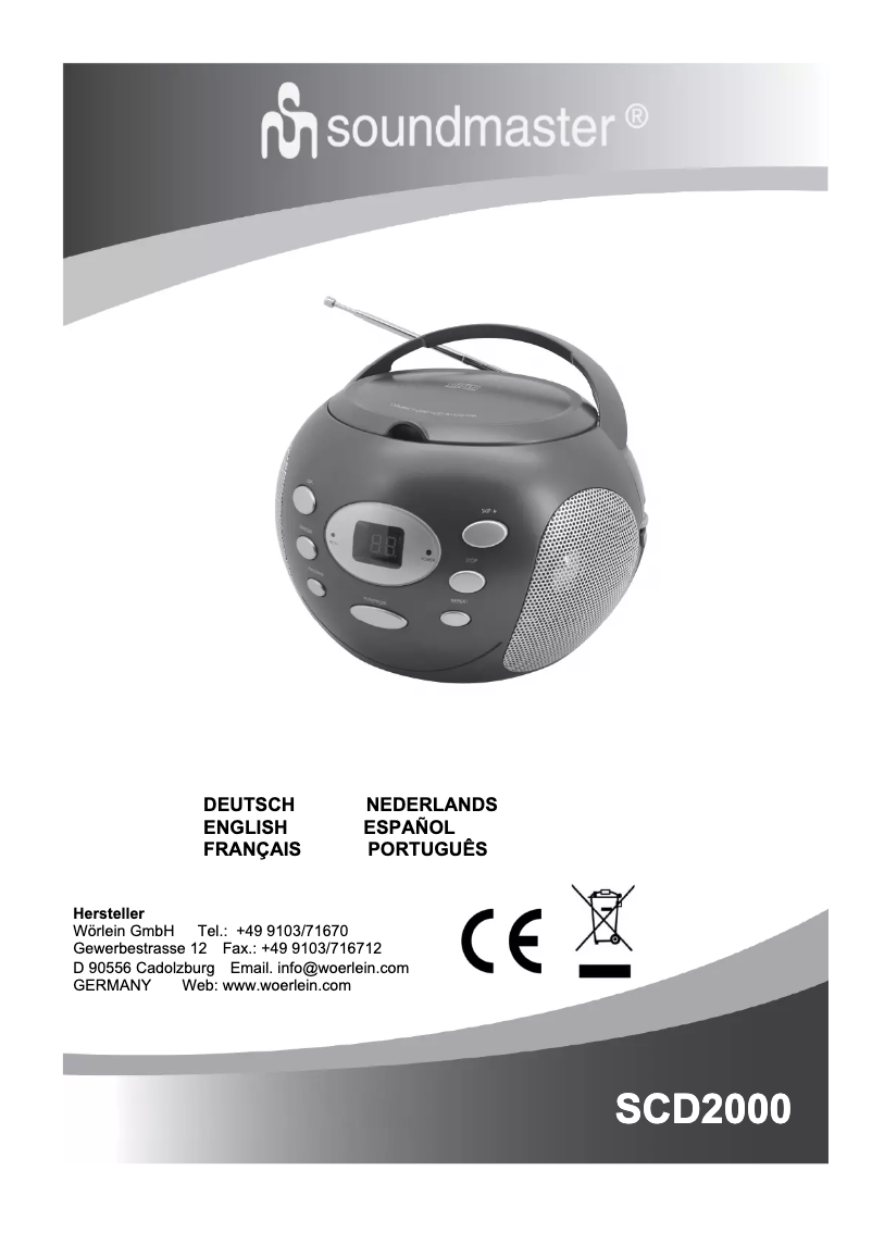 Page 1 de la notice Manuel utilisateur Soundmaster SCD2000