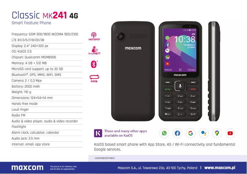 Página 1 del manual Ficha técnica MaxCom MK241