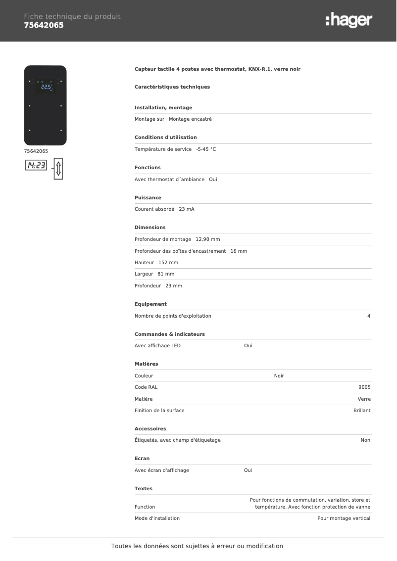 Image de la première page du manuel de l'appareil 75642065