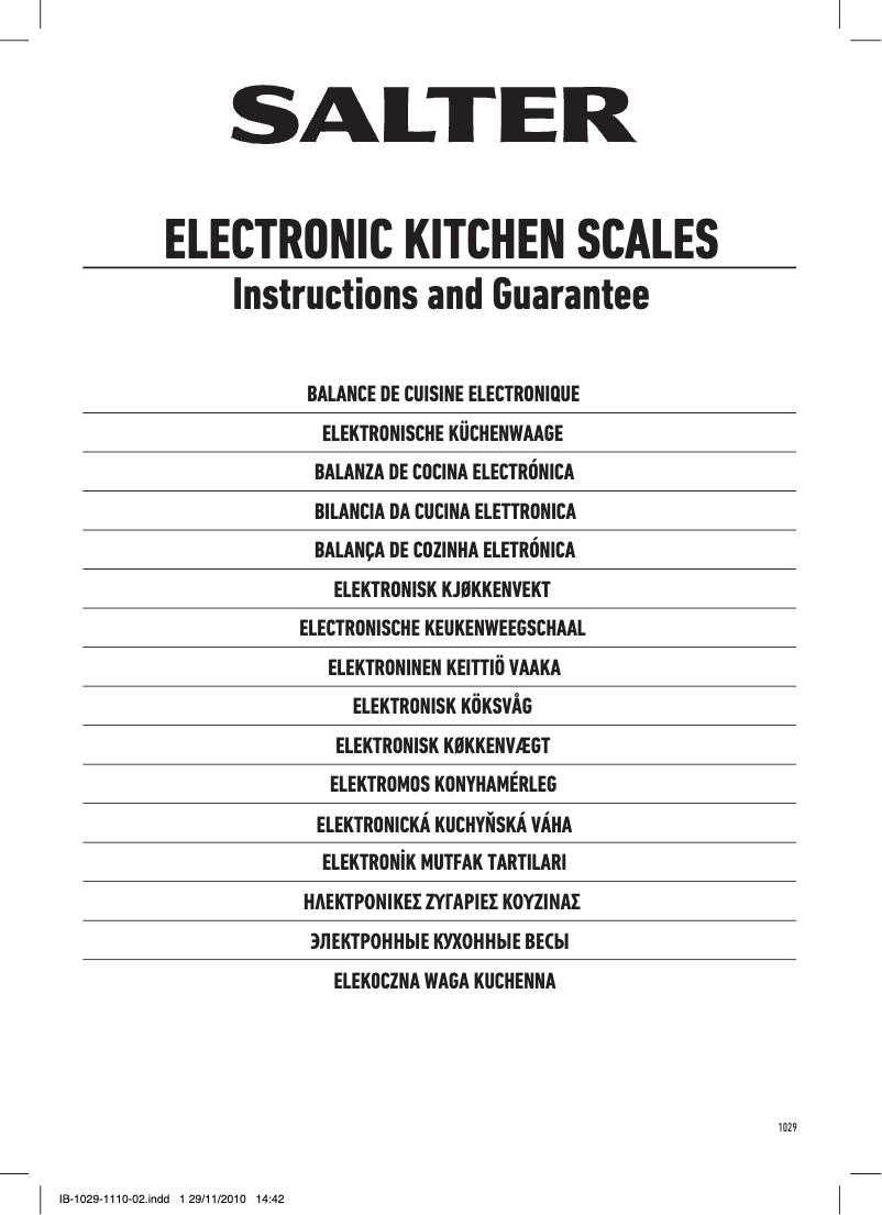 Page 1 de la notice Manuel utilisateur Salter 1029