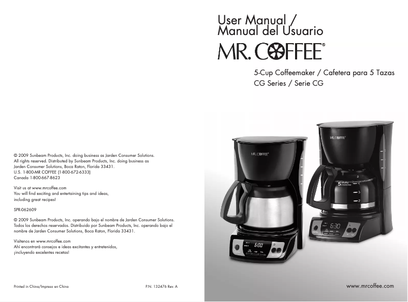 Página 1 del manual Manual de usuario Mr. Coffee CGX9