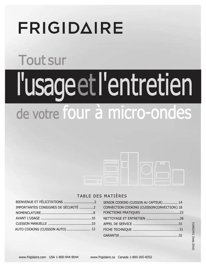 Page n°1 - Manuel utilisateur Frigidaire FGMV154CLF