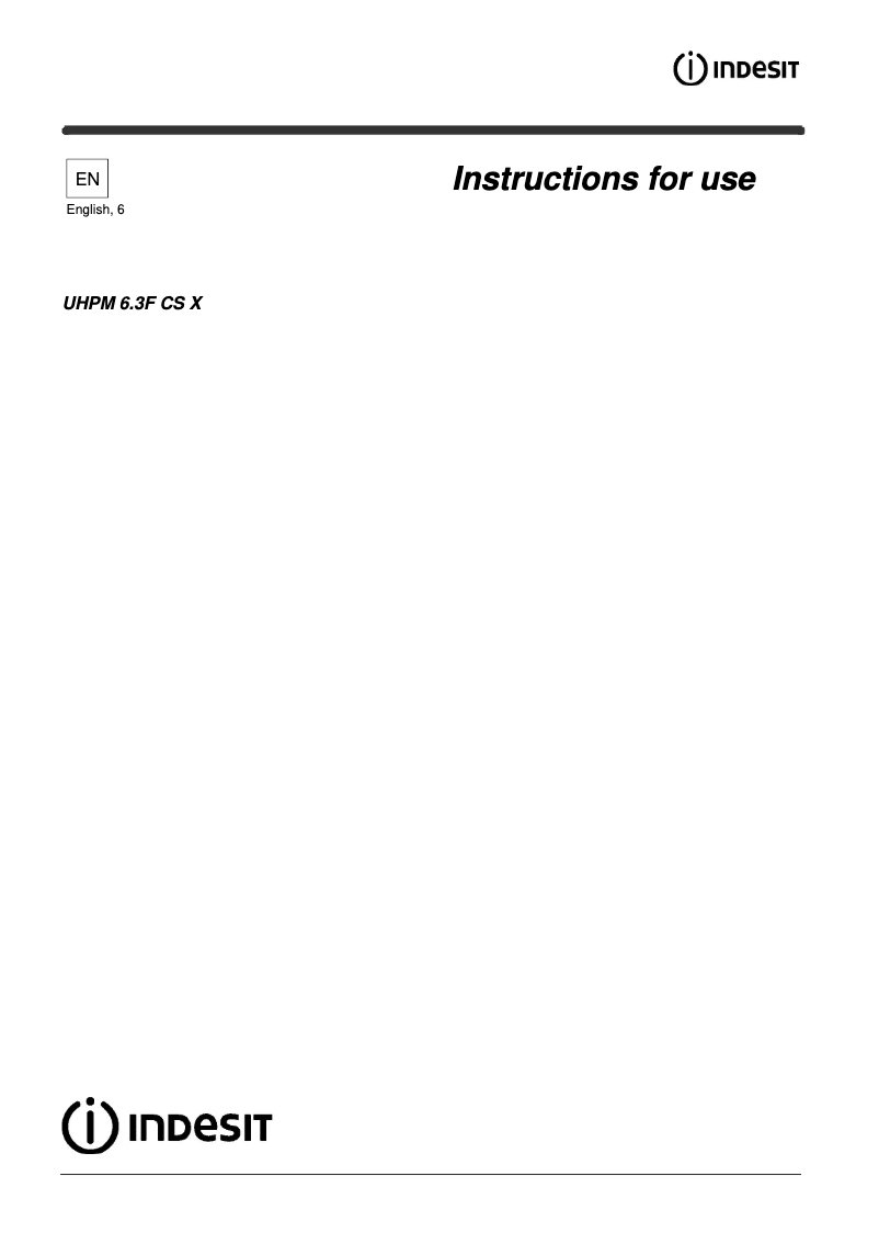 Page 1 de la notice Label énergétique Indesit UHPM 6.3F CS X