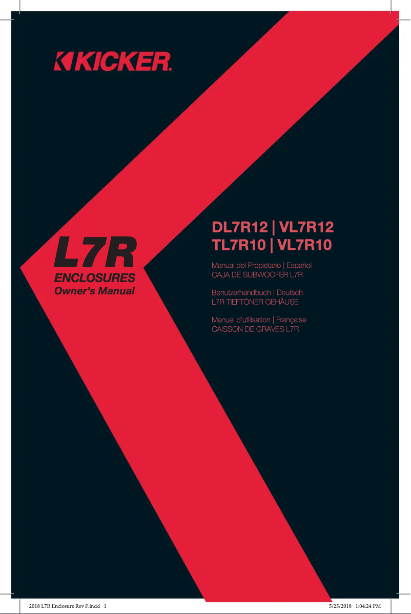 Página 1 del manual Manual de usuario Kicker 45VL7R102