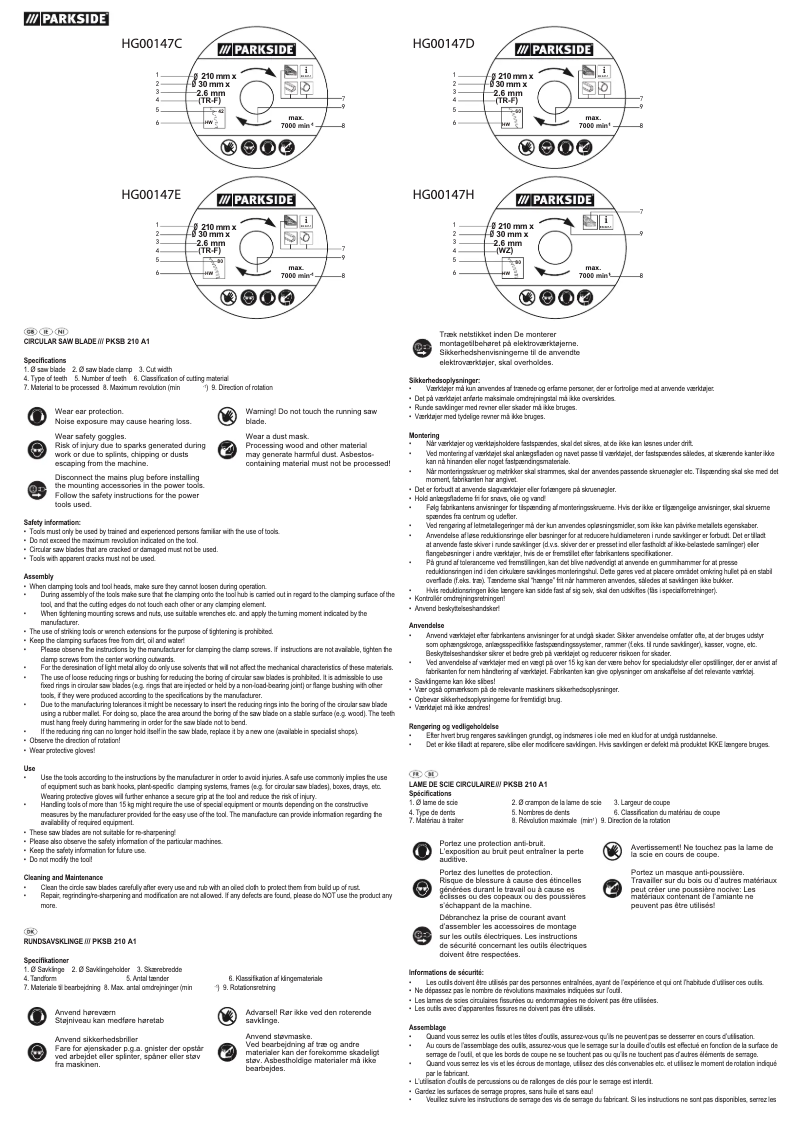 Page 1 de la notice Manuel utilisateur Parkside PKSB 210 A1