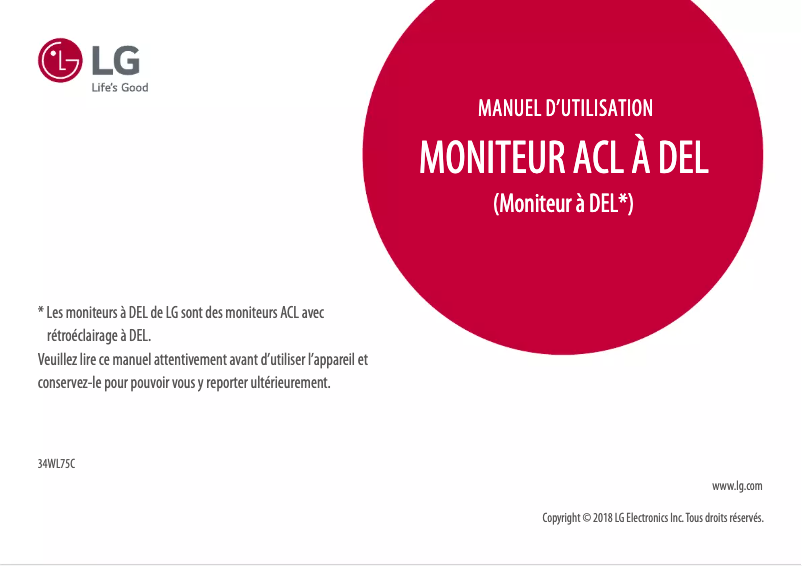 Page n°1 - Manuel utilisateur LG 34WL75C