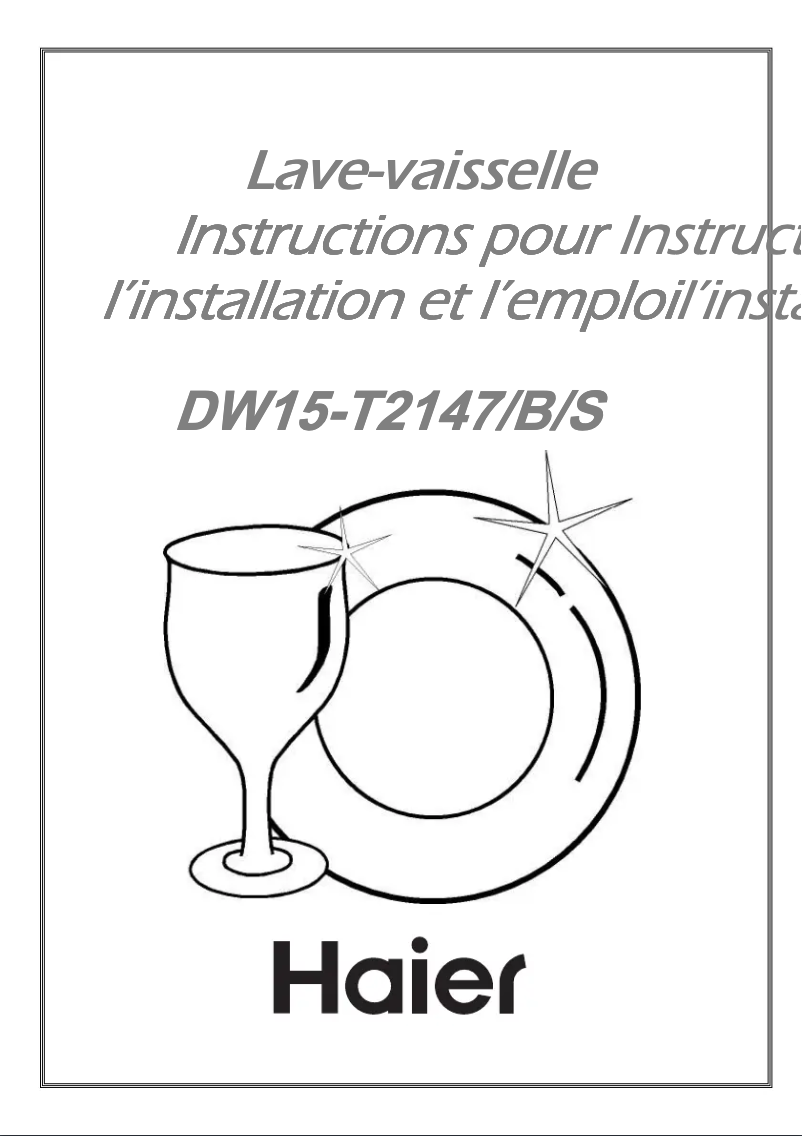 Page 1 de la notice Manuel utilisateur Haier DW15-T2147