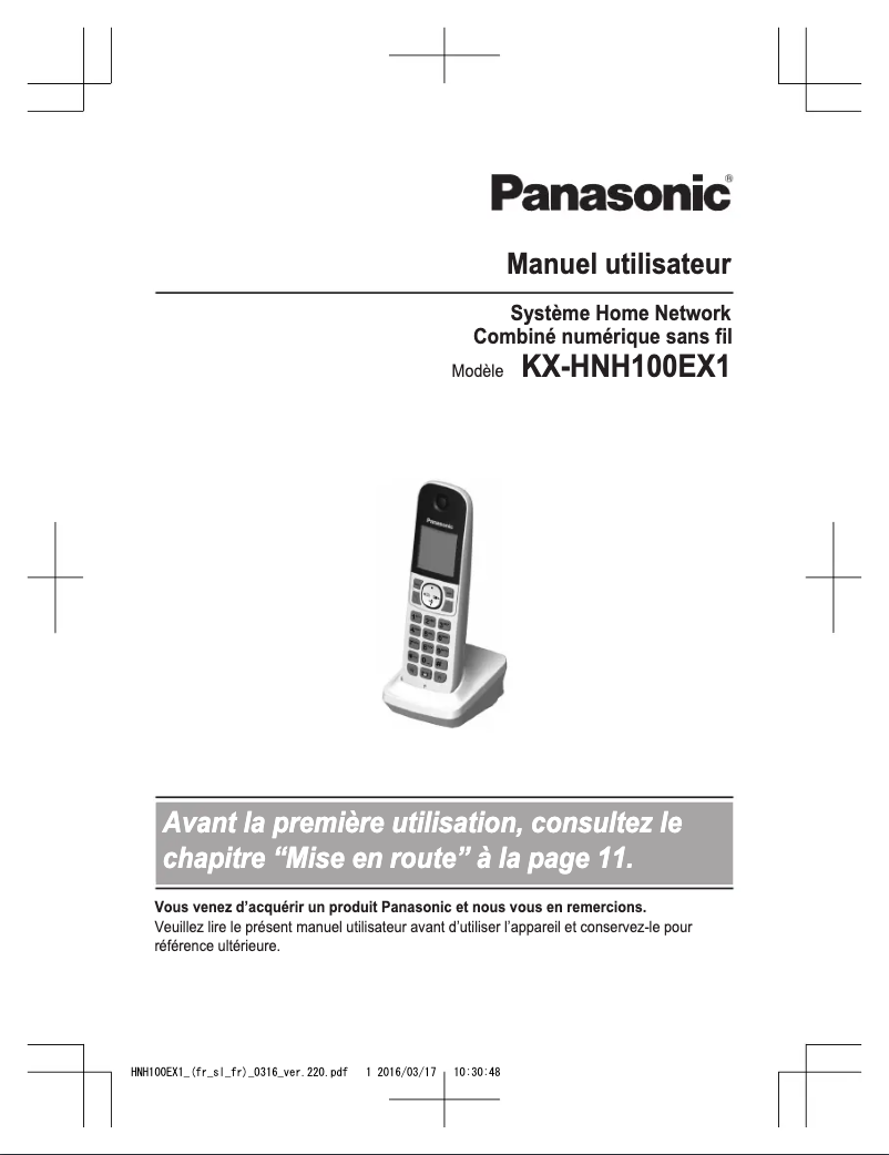Page 1 de la notice Manuel utilisateur Panasonic KX-HNH100EX1