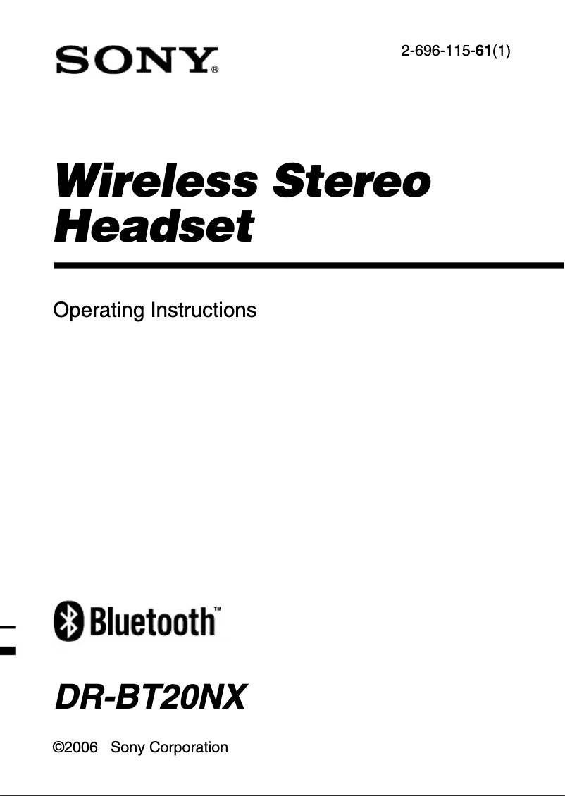 Page 1 de la notice Manuel utilisateur Sony DR-BT20NX