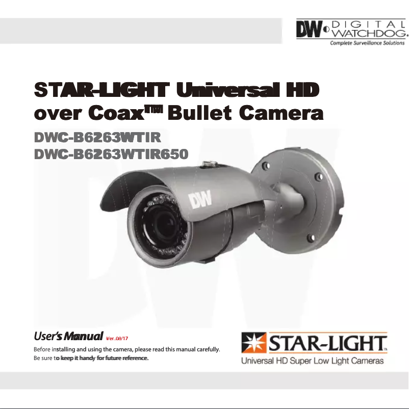 Page 1 de la notice Manuel utilisateur Digital Watchdog Star-Light DWC-B6263WTIR650